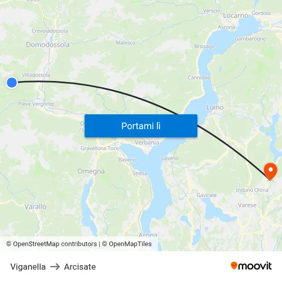 Viganella to Arcisate map