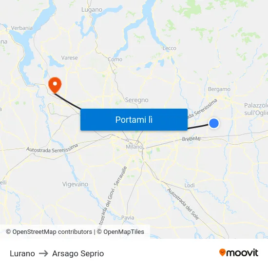 Lurano to Arsago Seprio map