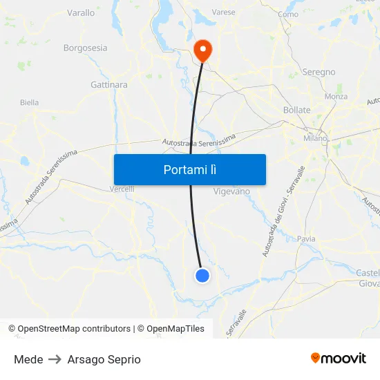 Mede to Arsago Seprio map