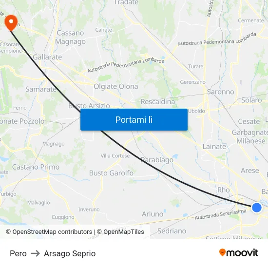 Pero to Arsago Seprio map