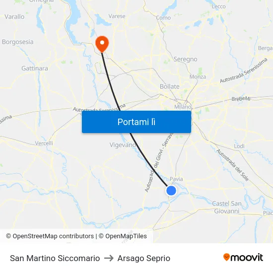 San Martino Siccomario to Arsago Seprio map
