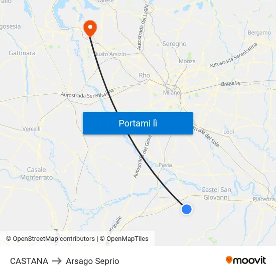 CASTANA to Arsago Seprio map