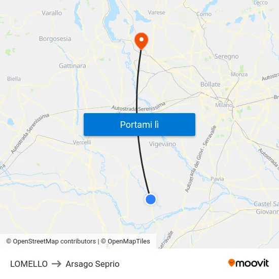 LOMELLO to Arsago Seprio map