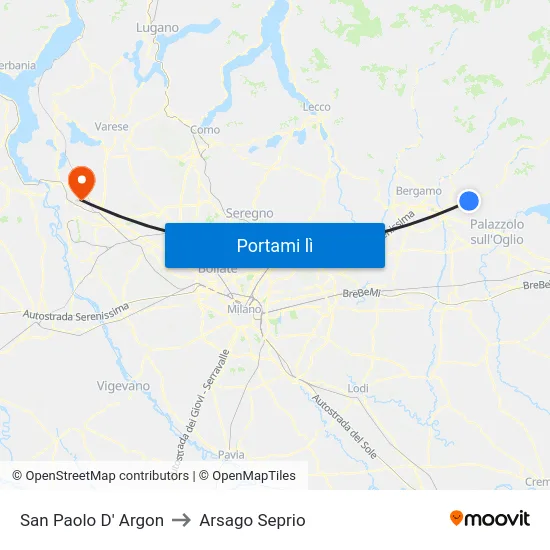 San Paolo D' Argon to Arsago Seprio map