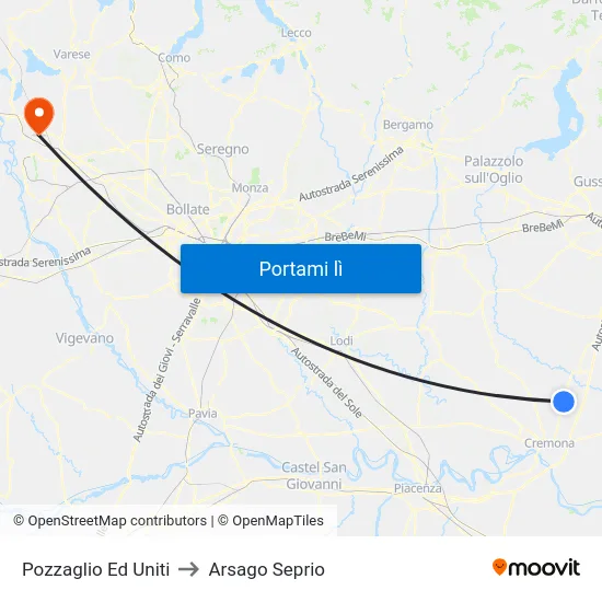 Pozzaglio Ed Uniti to Arsago Seprio map