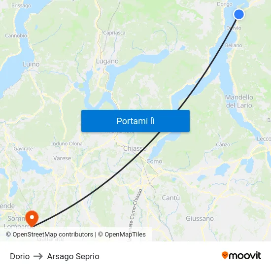 Dorio to Arsago Seprio map