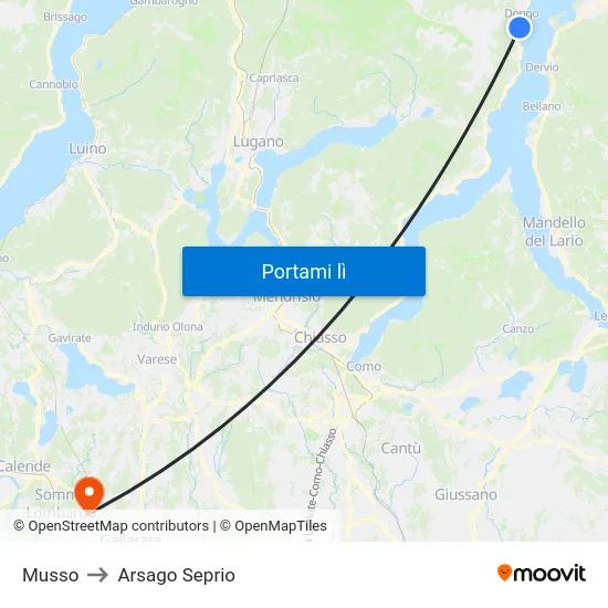 Musso to Arsago Seprio map