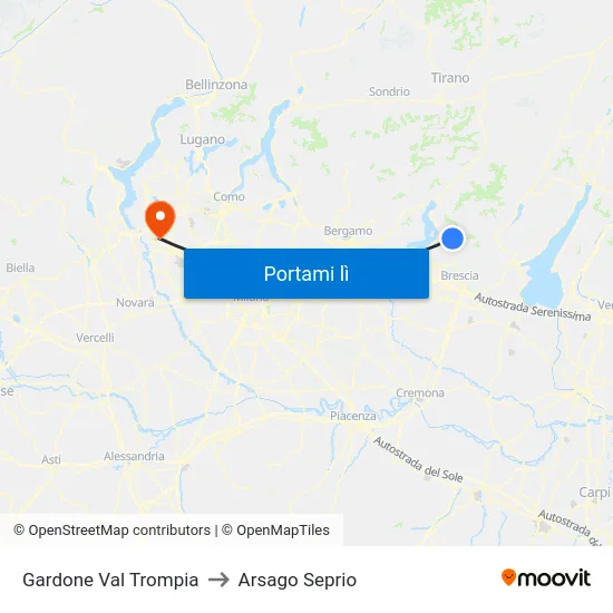 Gardone Val Trompia to Arsago Seprio map