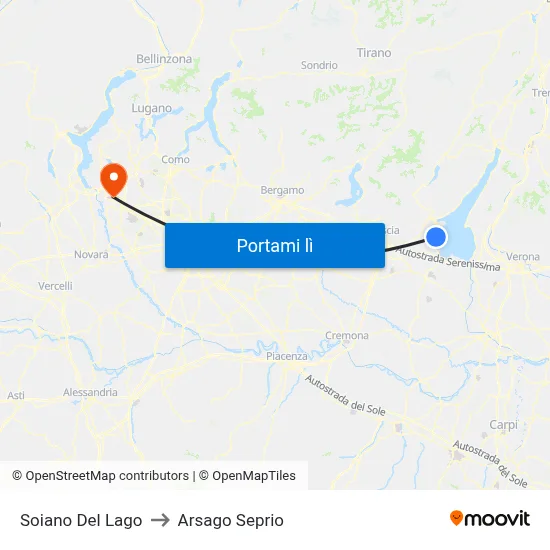 Soiano Del Lago to Arsago Seprio map