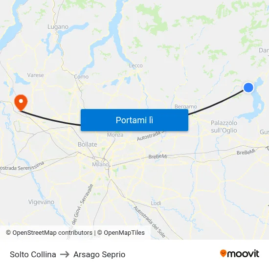 Solto Collina to Arsago Seprio map