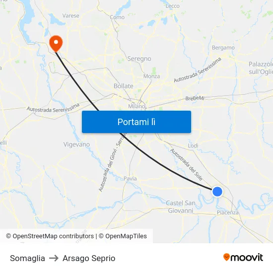 Somaglia to Arsago Seprio map