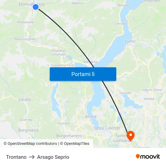 Trontano to Arsago Seprio map