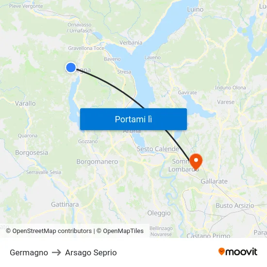Germagno to Arsago Seprio map