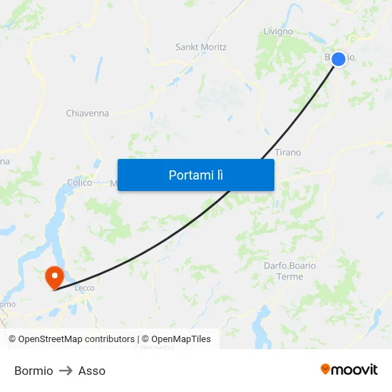 Bormio to Asso map