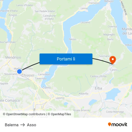 Balerna to Asso map