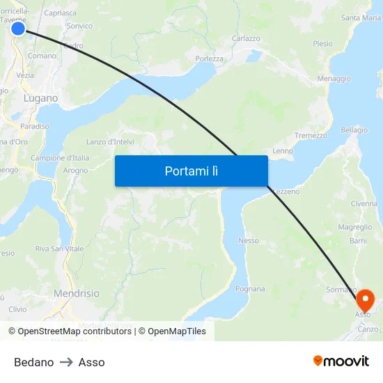 Bedano to Asso map