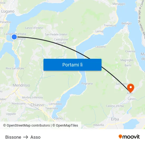 Bissone to Asso map