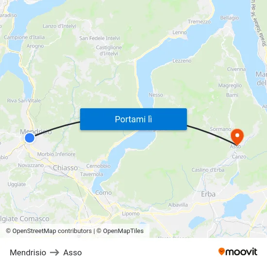Mendrisio to Asso map
