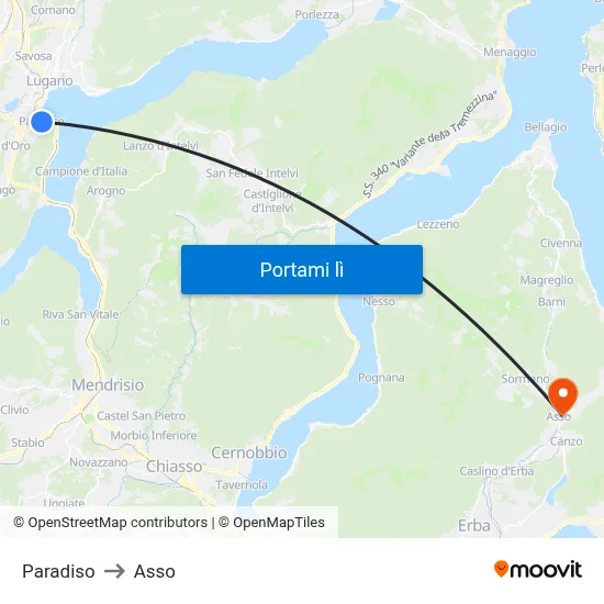 Paradiso to Asso map