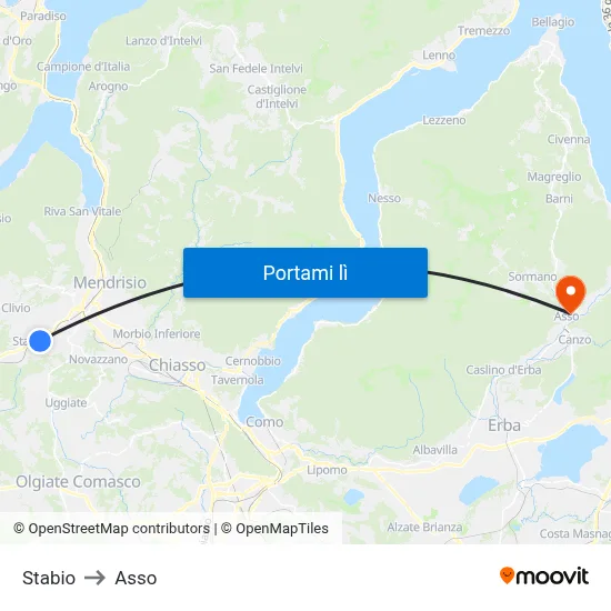 Stabio to Asso map
