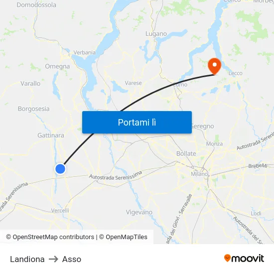 Landiona to Asso map