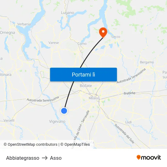 Abbiategrasso to Asso map