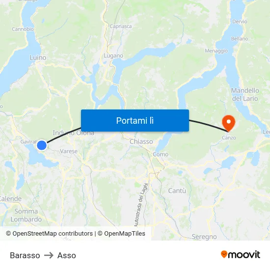 Barasso to Asso map