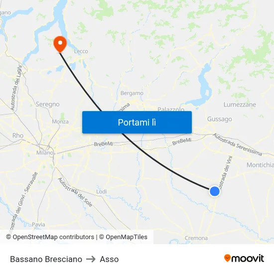 Bassano Bresciano to Asso map
