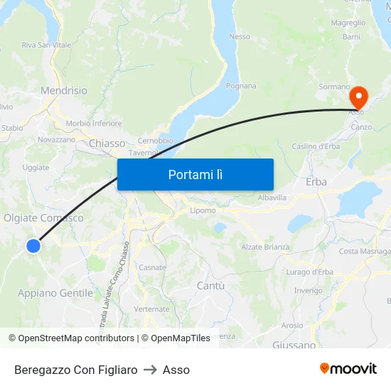 Beregazzo Con Figliaro to Asso map