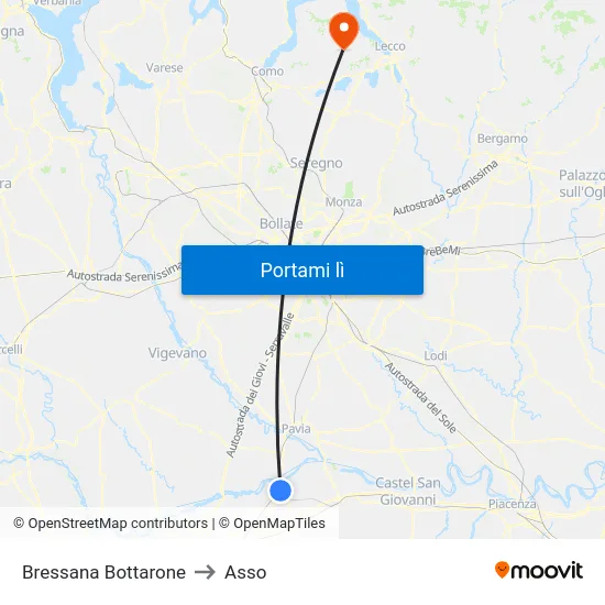 Bressana Bottarone to Asso map