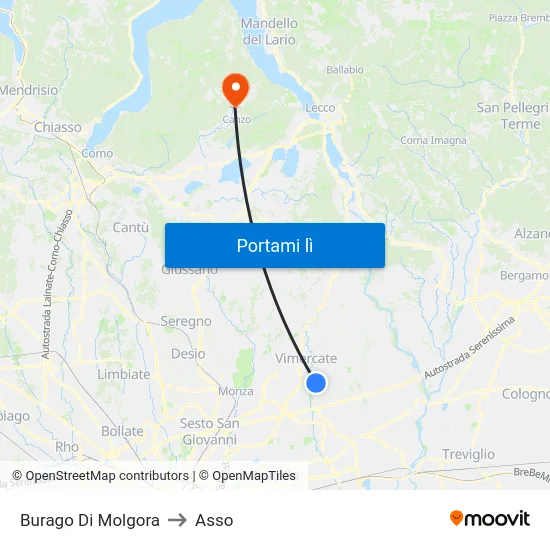 Burago Di Molgora to Asso map