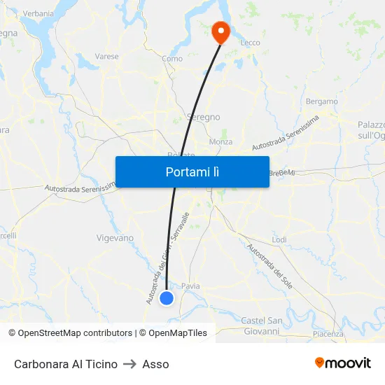 Carbonara Al Ticino to Asso map