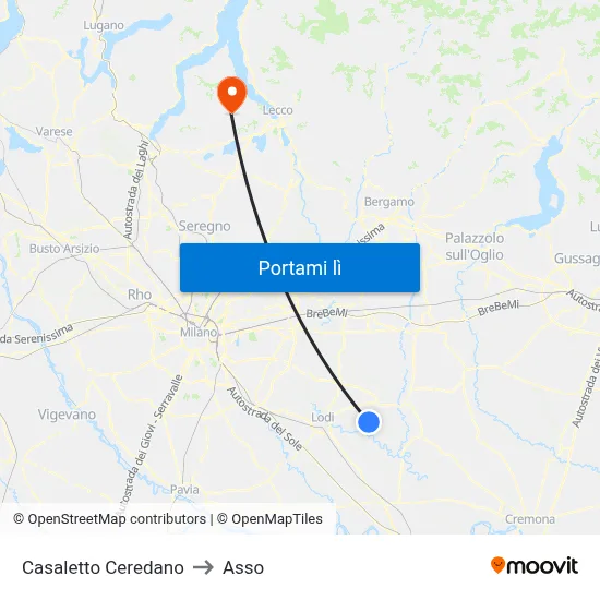 Casaletto Ceredano to Asso map