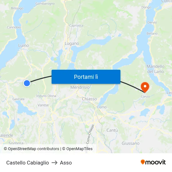 Castello Cabiaglio to Asso map