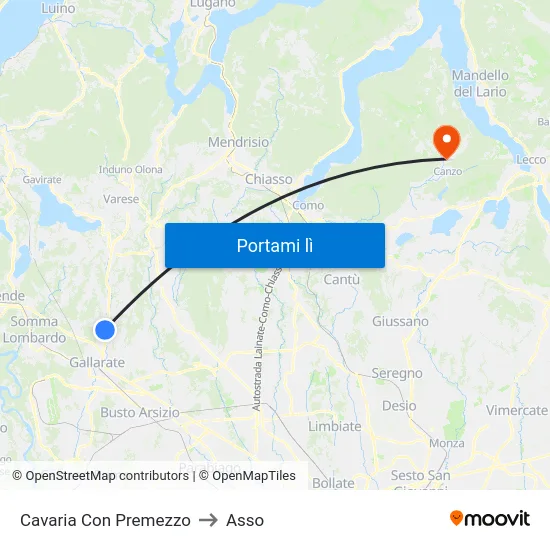 Cavaria Con Premezzo to Asso map