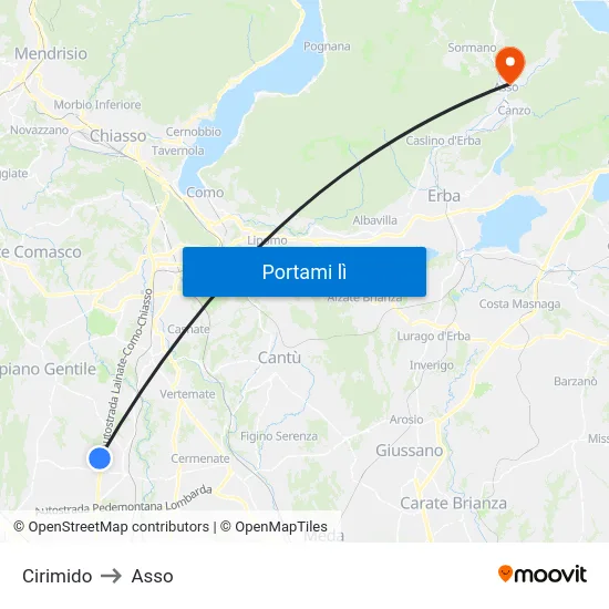 Cirimido to Asso map