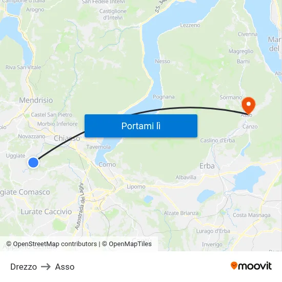 Drezzo to Asso map