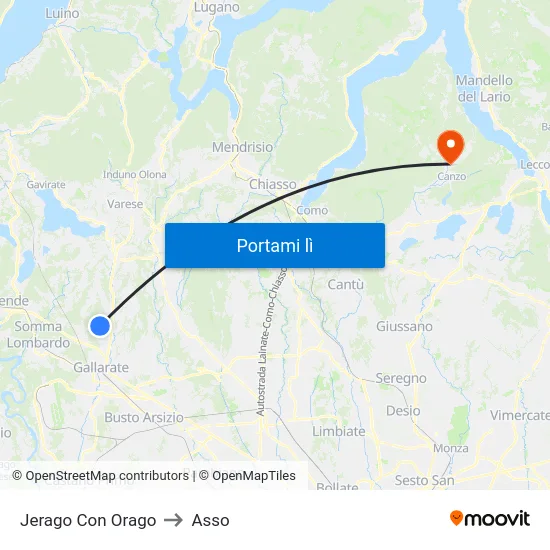 Jerago Con Orago to Asso map
