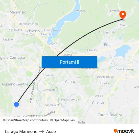 Lurago Marinone to Asso map