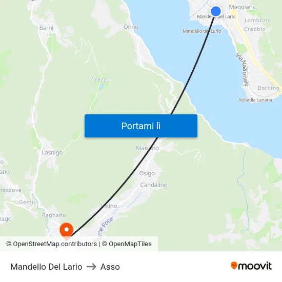 Mandello Del Lario to Asso map