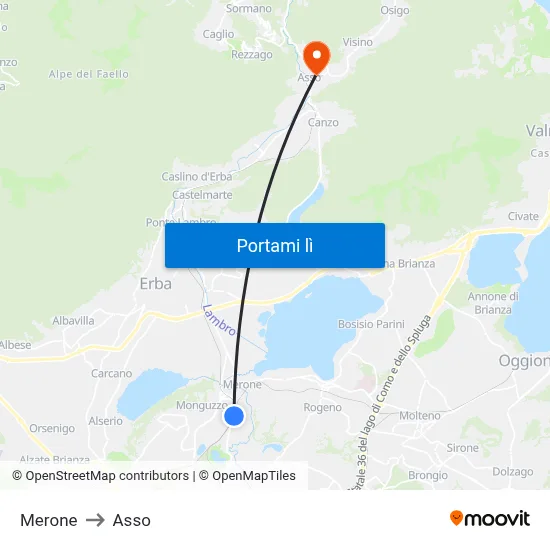 Merone to Asso map
