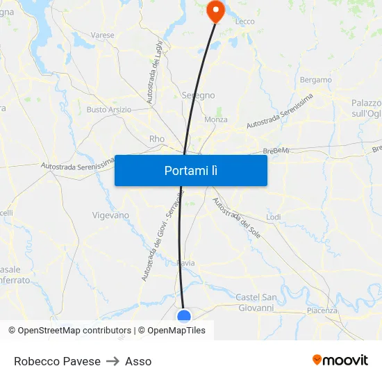 Robecco Pavese to Asso map