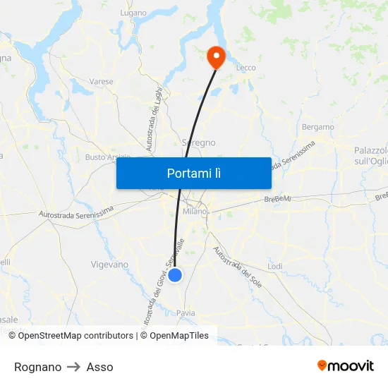 Rognano to Asso map
