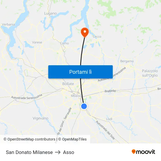 San Donato Milanese to Asso map