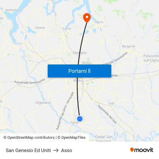 San Genesio Ed Uniti to Asso map