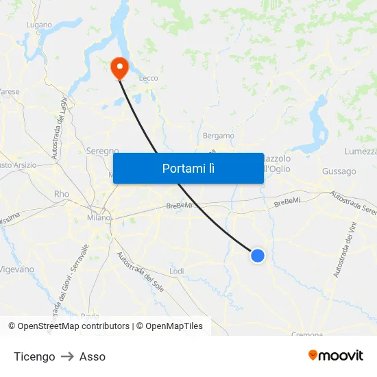 Ticengo to Asso map