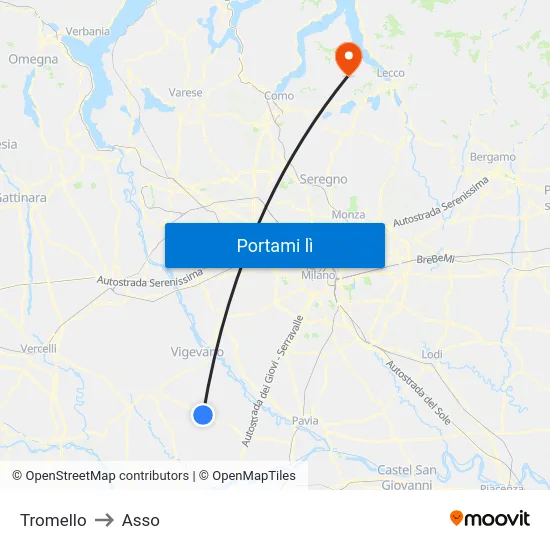 Tromello to Asso map