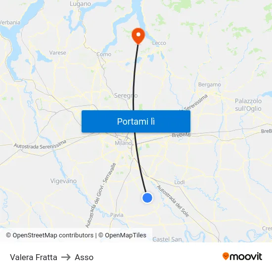 Valera Fratta to Asso map