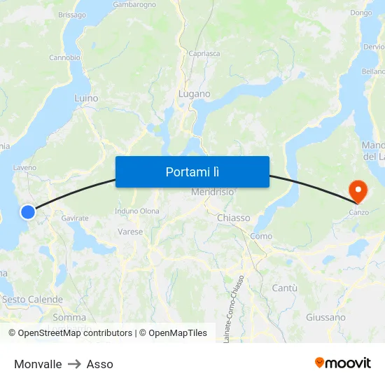 Monvalle to Asso map