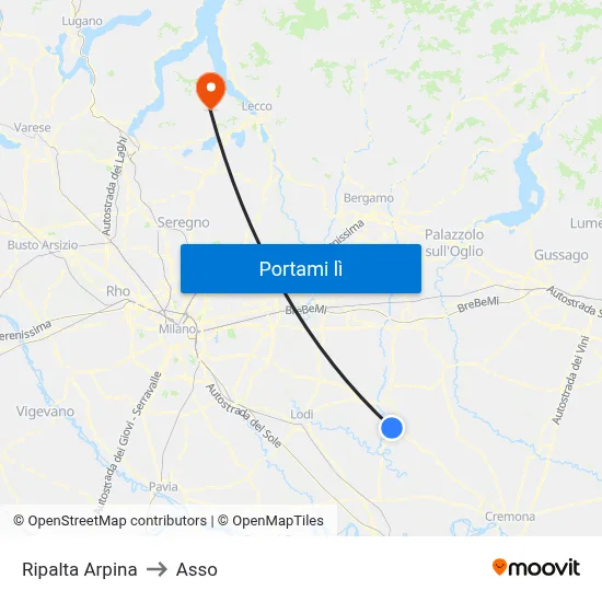 Ripalta Arpina to Asso map